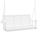 VEVOR Balançoire de Porche en Bois, 1702x710x600 mm, Banc de terrasse pour Cour et Jardin, Forte capacité de Charge 400 kg, Banc de balançoire Robuste avec chaîne de Suspension pour extérieur, Blanc