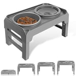 Elevated Dog Bowls 4 Adjustable Heights Raised Dog Bowl Stand with Slow Feeder Bowls & Non Spill Dog Water Bowl Set, Food and Water Feeding Bowl for Small Medium Large Pets Dogs and Cats