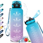 Gourde 1,5L, Gourde Sport, Gourde Paille pour Running, Gourde Graduée avec Slogan de Motivation, Gourde anti Fuite, Gourde Reutilisable, Facile à Nettoyer, Bouteille d'eau pour Vélo, Camping, Fitness