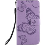 Housse Huawei P20 Lite, Papillon Imprimé Pu En Cuir Housse Magnétique Portefeuille Tpu Étui Housse Pour Huawei P20 Lite - Vio[Y965]