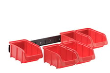 Jeu de bacs, PP avec rail en plastique 5 x t. 2, rouge