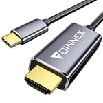 Câble USB C vers HDMI, 4K 30Hz Cable USBC Type C a HDMI, USB C 3.1 Thunderbolt 3/4 to HDMI Câble pour MacBook Pro Air, iMac, iPad Pro, Galaxy S20 S10, Surface, Dell, HP, 2M/6.6FT