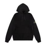 Stone Trendy American Stone Island Emblem Ren Bomull Hoodie För Män Kvinnor High Street Lös Kappa Hoodie Svart black M