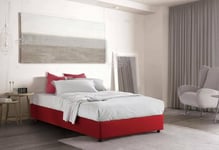 Talamo Italia - Lit double Camilla, Lit coffre avec revêtement en tissu, 100% Made in Italy, Ouverture latérale, adapté pour matelas 120x190 cm, Rouge