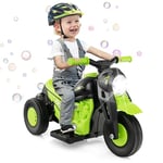 GOPLUS Moto Electrique Enfants 6V avec Créateur de Bulles, Voiture Électrique Enfants avec Phare LED, Porteur Bebe Avant/Arrière, et Pédale, Charge 30 KG, pour Enfants de 3+ Ans(Vert)