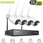 SANNCE 5MP HD Système de caméra de sécurité NVR sans fil avec caméras WiFi 3MP Stream Accès à distance et alertes de mouvement Micro intégré AI