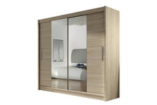 Prag Garderobe med Skyvedører Smal - Eik / Speil Garderober & garderobesystem Beige,Natur 4Living