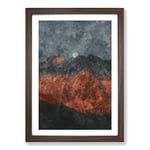 Big Box Art Moon Over The Red Mountains in Italy Painting Framed Wall Art Picture Print Ready to Hang, Walnut A2 (62 x 45 cm)