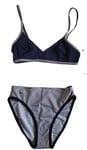 LACOSTE Bikini Swimsuit Marino 2 Piece Size XS Navy Blue Stripe New With Pouch