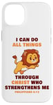 Coque pour iPhone 14 Plus I Can Do All Things Through Christ – Philippians 4:13 Lion