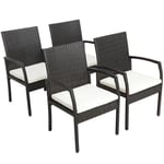 Costway 4 Fauteuils De Jardin Éxterieur Avec Coussins Pour Térrasse En Rotin Pe Fauteuils D'appoint Pour Salon De Jardin Marron