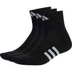 adidas Performance Cushioned 3 Pack Mid Cut Socks Black Arch Support Gym Mens