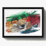 Arty Pie Framed Print Black A2 (24.5x18 Inch) Red Fox (5) V2, Wood, Multi-Colour, 60 x 42 x 2 cm