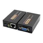 Prolongateur VGA avec audio sur câble Cat5/6,jusqu'à 100m,VGA vers RJ45 Ethernet,convertisseur vidéo et audio pour PC,ordinateur portable,budgétaire - Type EU Plug