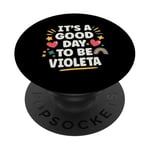 VIOLETA Personalized Retro Girls Custom VIOLETA Name PopSockets Adhesive PopGrip