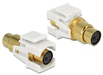 DELOCK – Keystone module Mini-DIN 6 pin female > female gold plated white (86339)