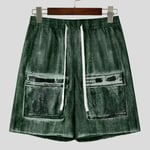 UK Mens Elastic Waist Gradient Wide-Leg Bottoms Cargo Pants Casual Loose Shorts