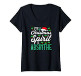 Womens My Christmas Spirit Is Absinthe. Funny Christmas Drinking V-Neck T-Shirt