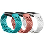 INF Fitbit Charge 5 armband sport silikon 3-pack Turkos/Korall/Vit