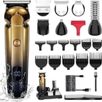 Hatteker Kit Tondeuse à Barbe Professionnel Avec Zero Gap T-Blade Tondeuse Rasoir Électrique Pour Le Nez Oreille Barbe Hommes Body Tondeuse Imperméable à l'eau Sans Fil Beauty Kit 6 en 1