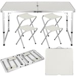 Table De Camping Pliante Et 4 Chaises - Springos - Hauteur Réglable 60 X 120 Cm