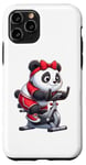 Coque pour iPhone 11 Pro Panda sur vélo d'appartement Gym Fitness Entraînement Sport