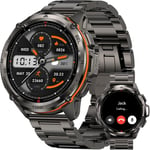 Tank T3 Ultra Montre Connectée Homme Gps- 480mah Batterie De Grande Capacité 50m Étanche, Boussole Altimètre Appel 1.43"" Amoled Toujour Activé, Smartwatch Acier Inoxydable Fréquence Cardiaque