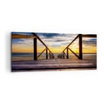 Impression sur Toile 120x50cm Tableaux Plage oc�an sable pont en bois