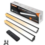 MEKKLEON Lot de 2 lampes de cuisine LED avec télécommande - Magnétique à intensité variable - Rechargeable - Éclairage de vitrine LED sans fil pour armoire (noir, 20 cm)