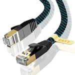 Cat 7 Cable Ethernet 10 m - En nylon tressé Gigabit 10 Gbit/s Câble réseau blindé - Compatible avec câble réseau RJ45 Cat.5e/Cat.6/Cat.7 pour PS5/PS4 PC Xbox Switch modem (Bleu).[G2350]