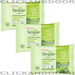 3 X Simple Kind to Skin Double Side Cleansing Biodegradable Facial Wipe pack 25