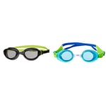 Zoggs Phantom 2.0 Childrens Swimming Goggles, Quick Fit childrens Goggles 6-14 years, Black/Lime/Smoke & Little Ripper Kids Swimming Goggles, Goggles kids 0-6 years, Aqua/Green
