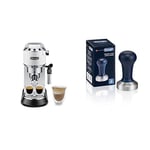DELONGHI Dedica Style, Machine expresso pour préparer des boissons café et lactées, EC685W, Blanc & DLSC058-Tasseur de café en acier inoxydable