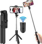 Perché à Selfie, 3 en 1 Perche Selfie Trépied Monopode Réglable Télescopique avec Télécommande Amovible, 360° Extendable Selfie Stick pour iPhone 14/13/12/11/XR/XS/X/8, Samsung S10/S9, Go Pro