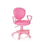 hjh OFFICE 670977 Chaise de Bureau pour Enfant Kid Colour Tissu Rose Fauteuil pivotant avec Repose-Pieds et Assise réglable en Hauteur