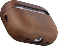 Étui en cuir véritable pour AirPods Pro 2ème génération, étui en cuir de vache véritable vintage Crazy Horse pour Airpods Pro 2, style rétro Indiana-Jones, LED avant visible, marron foncé