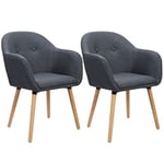 WOLTU Chaise de Salle à Manger Lot de 2, Moderne Chaise de Cuisine, Fauteuil scandinave, Chaise Coiffeuse, pour Salle de Séjour, Chambre à Coucher, Cuisine, en Lin et Bois Massif Gris Foncé BH94dgr-2