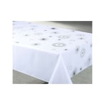 Nappe de Noël Ronde ou Rectangle - Tissu Antitache/Imperméable – Céleste Motif Étoilée - Blanc - 150x240cm. - Promo Linge