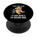 Chien en fauteuil roulant avec handicap My Rolling Hero pour propriétaire de chien PopSockets PopGrip Adhésif