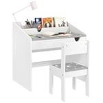 AIYAPLAY Ensemble Bureau et Chaise pour Enfant 3 à 6 Ans, Bureau Enfant Garcon Fille avec Chaise, tiroir Coulissant, Table Enfant avec Chaise pour Chambre à Coucher, Salle de Jeux, crèche, Gris