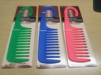 LARGE SHOWER COMB SET WIDE TOOTH DETANGLER WET HAIR BRUSH X3 - JUST £5.49