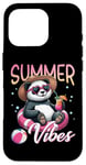 Coque pour iPhone 16 Pro Flotteur de natation panda amusant Summer Vibes Beach Lovers