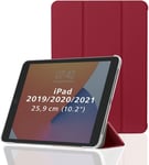 Coque Pour Ipad 10,2"" Fold Clear À Rabat (Etui Tablette Apple Ipad 10.2"" 9e Génération 2021-8e Gén.2020-7e Gén.2019, Rabat Magnétique Avec Fonction Veille/Réveil Automatique) Rouge.[G1208]