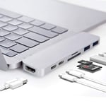 Hub Usb C Hub Type C En Aluminium Adaptateur Hub Pour Macbook Pro 13" Et 15" 2016/2017, Usb C Vers Hdmi Adaptateur Avec Thunderbolt 3 Et Lecteur De Carte Tf/Sd (Argent)