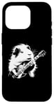 Coque pour iPhone 16 Pro Cochon d'Inde jouant de la guitare électrique Rock Star Guitarist