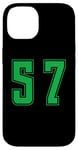 Coque pour iPhone 14 Vert Numéro 57 Équipe Junior Sports Uniforme Numéroté