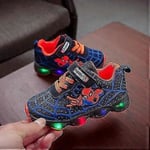 Barnens Sportskor Spiderman Ljusa Sneakers Barn Led Luminous Skor För Pojkar (28 Blå)