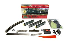 Hornby Train Set R1230M GWR Plastic High Speed Analogue OO Gauge Locomotives Model Railway Train Sets, Starter Electric Model Train Kits Steam Engine Model Building Kits 1:76 Scale Model Train Gifts