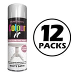 12X White Satin Spray Paint Aerosol Auto Car Lacquer Wood Metal 250ml