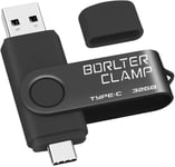 Clé Usb Type C 32 Go, Borlterclamp Mémoire Stick Double Connecteur Usb C 3.0 U Disque Flash Drive Pour Smartphone Android Samsung S10/S9/S8, Huawei Honor, Lg, Tablette Et Ordinateur (Noir)[Q1224]